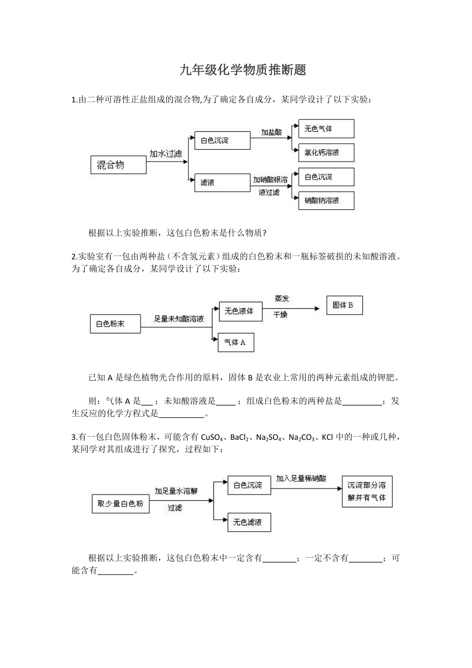 初中化学推断题集锦(含答案)精编版.doc_第1页