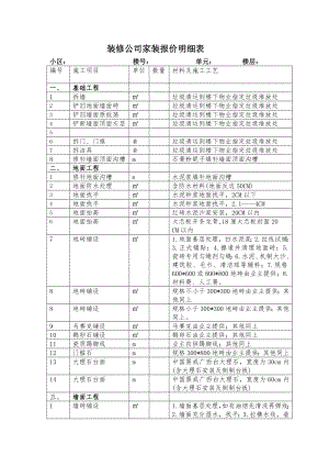 家庭装修工程项目内容明细表.doc