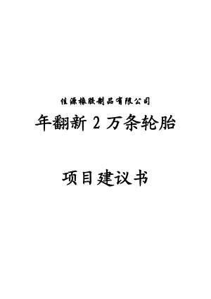 长佳源橡胶制品有限公司翻新2万条轮胎项目建议书.doc