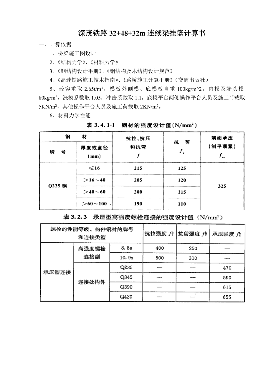 深茂铁路324832m连续梁三角形挂篮设计计算书手算版课件.doc_第1页