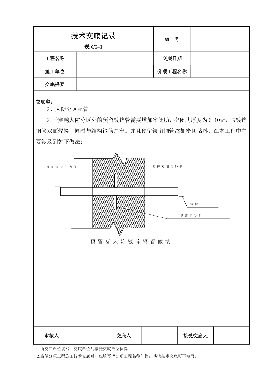 人防穿墙套管预留技术交底大全.doc_第2页