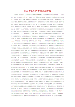 公司安全生产工作总结汇报.doc