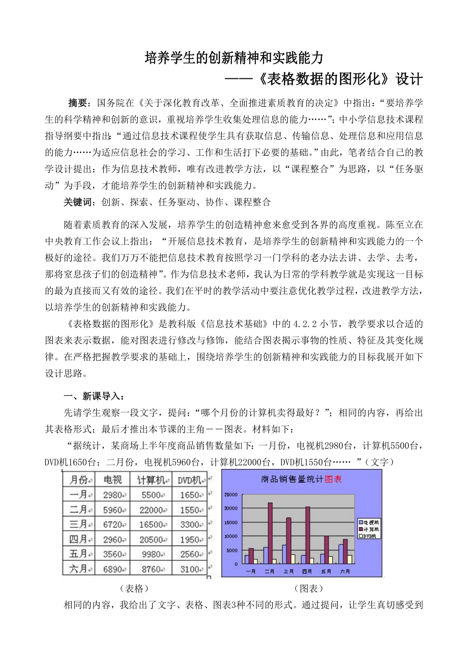 培养学生的创新精神和实践能力——“表格数据的图形化”设计.doc_第1页