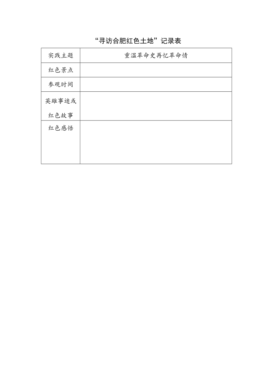 寻访合肥红色土地研学表 教学设计.docx_第1页