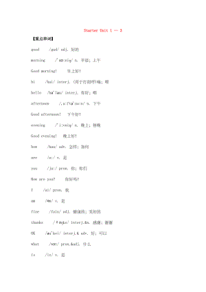 人教版英语七年级上重点单词短语句子.doc