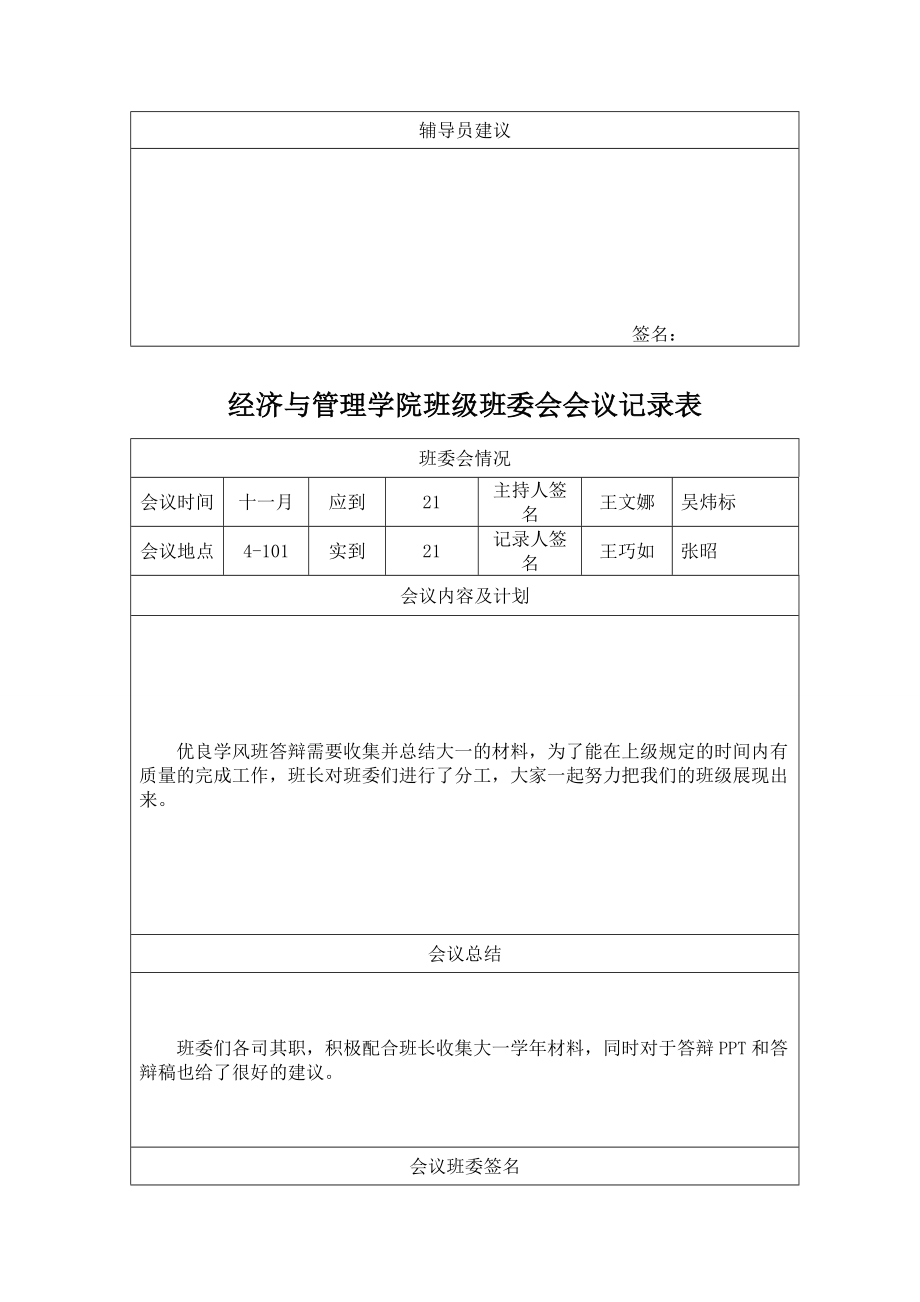 经济与管理学院班级班委会会议记录表.doc_第3页