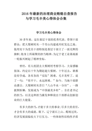 最新的治理商业贿赂自查报告与学习毛丰美心得体会合集.doc