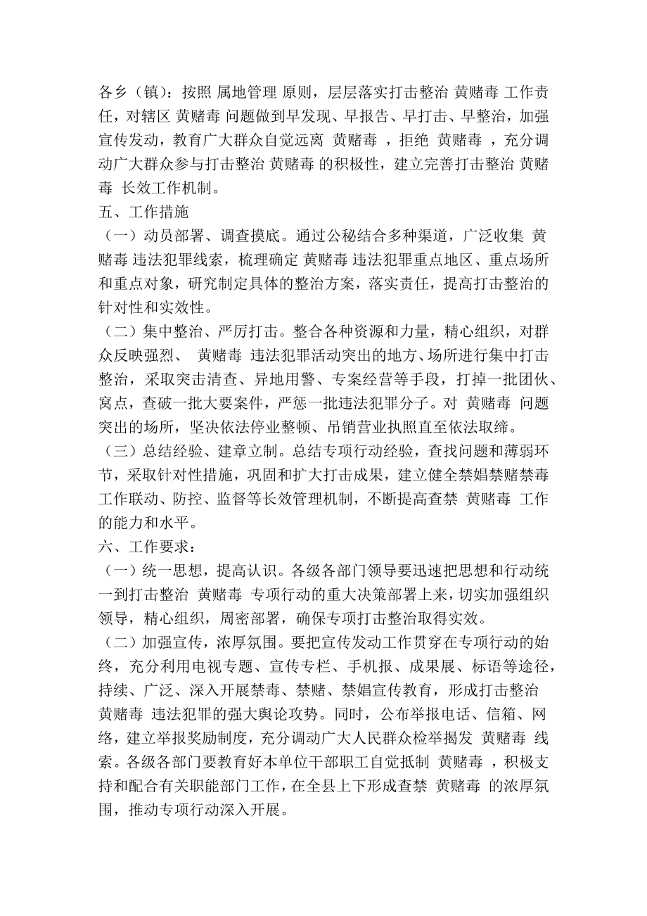 XX县集中打击整治“黄赌毒”专项行动工作方案(精简篇）.doc_第3页