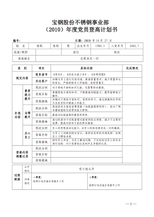 不锈钢事业部党员登高计划书徐凯.doc