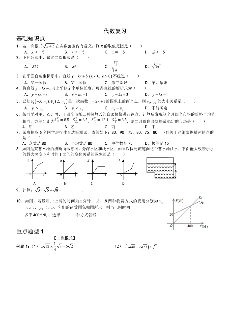 人教版数学八年级下册代数部分综合复习讲义.doc_第1页