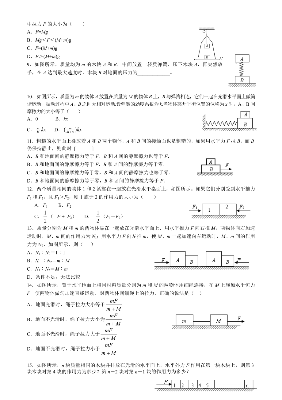 牛顿运动定律的应用(整体临界弹簧三个专题).doc_第2页