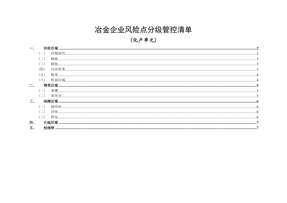 冶金企业风险点分级管控清单(化产).doc_第1页