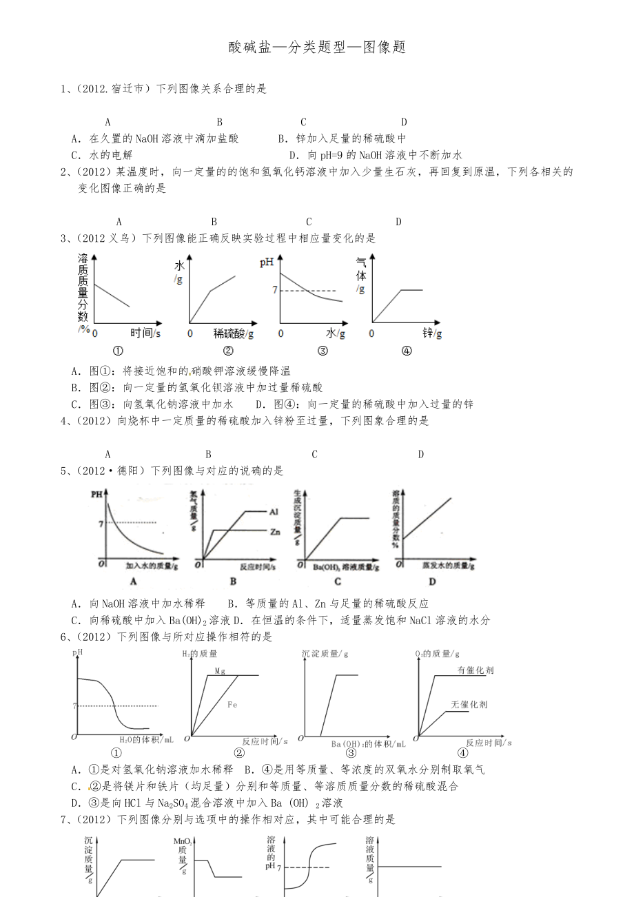 初三化学最新-酸碱盐-分类题型-图像篇.doc_第1页