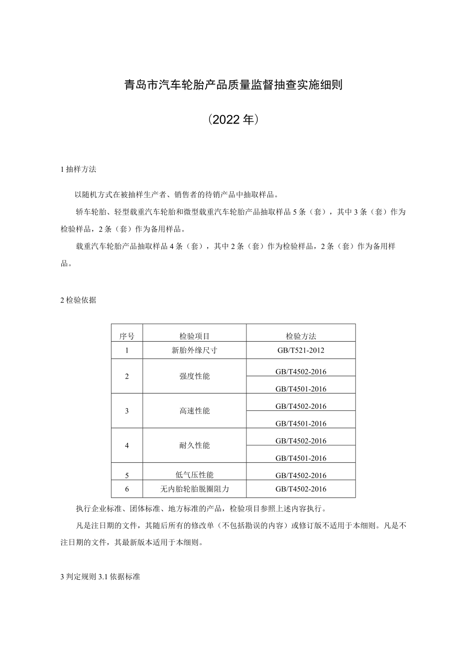 青岛市汽车轮胎产品质量监督抽查实施细则2022年.docx_第1页