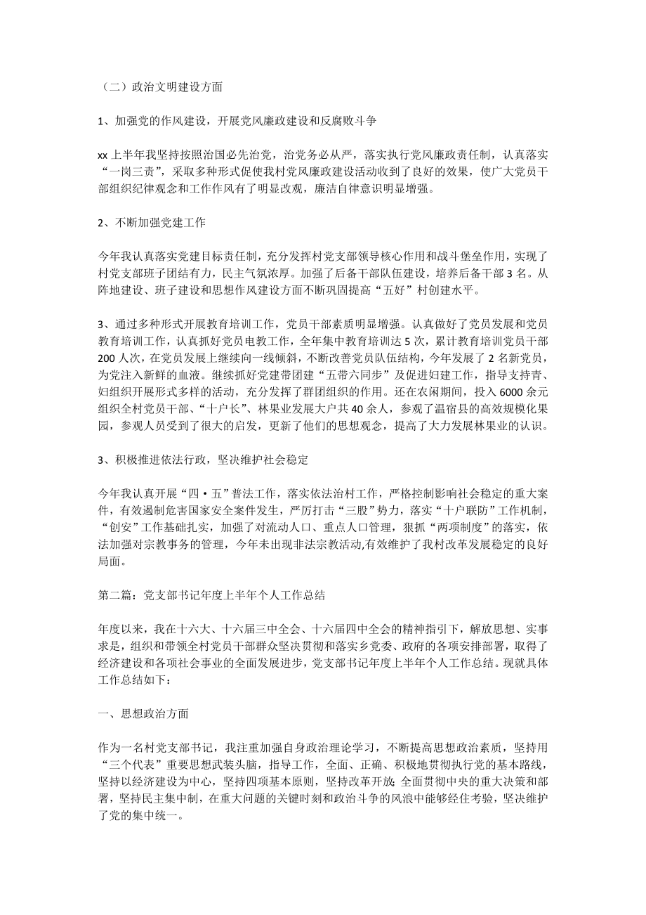 党支部书记上半个人工作总结(精选多篇).doc_第2页