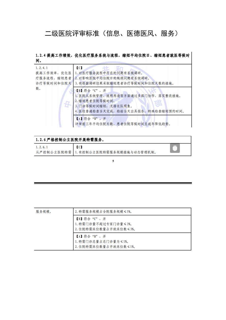 二级医院复评标准(信息、医德医风、服务).doc_第1页