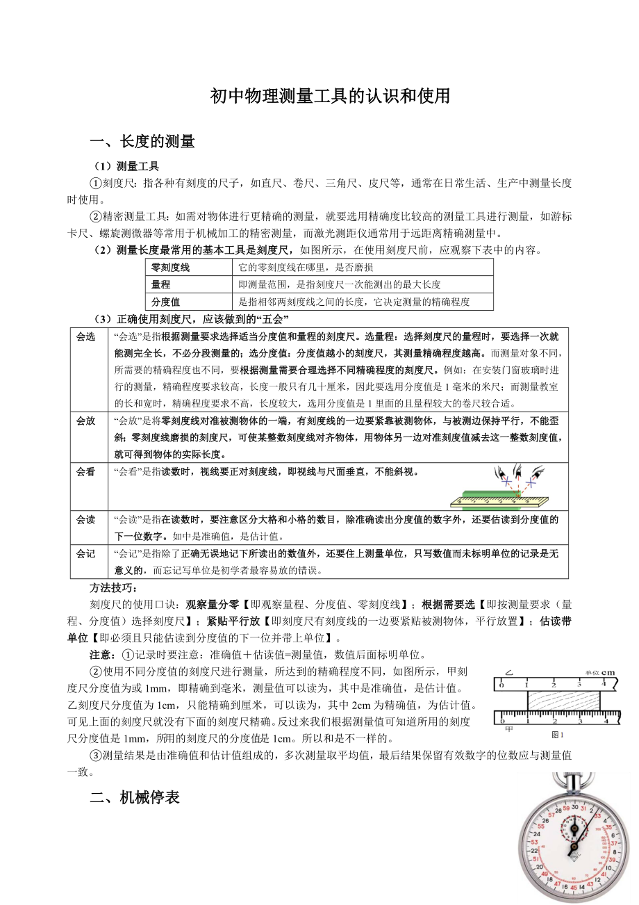 关于初中中学物理测量工具的认识和使用.docx_第1页