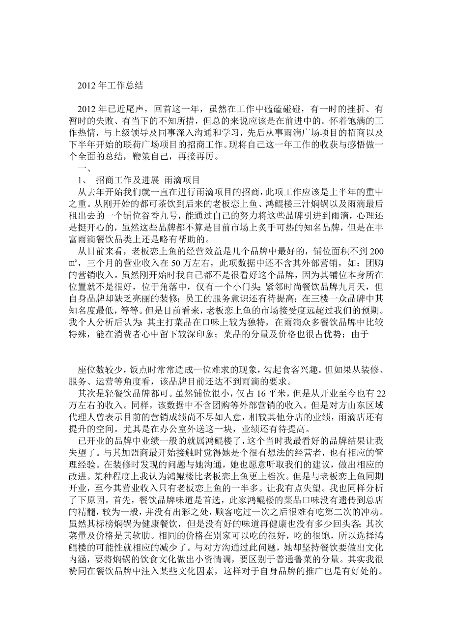 购物中心招商部 个人终总结.doc_第1页