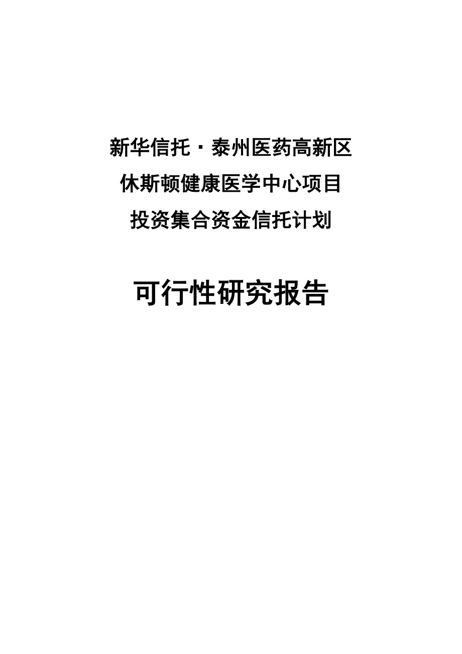 休斯顿健康医学中心项目可行性研究报告.doc_第1页