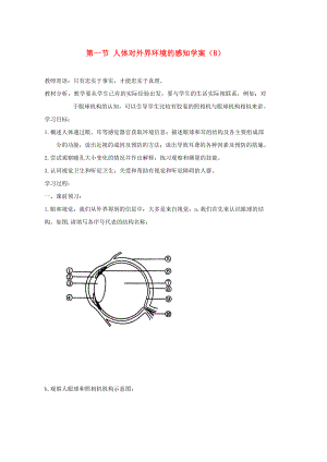 人教版七年级生物下册4.6.1人体对外界环境的感知学案B新版.doc