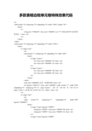 多款表格边框单元格特殊效果代码.docx