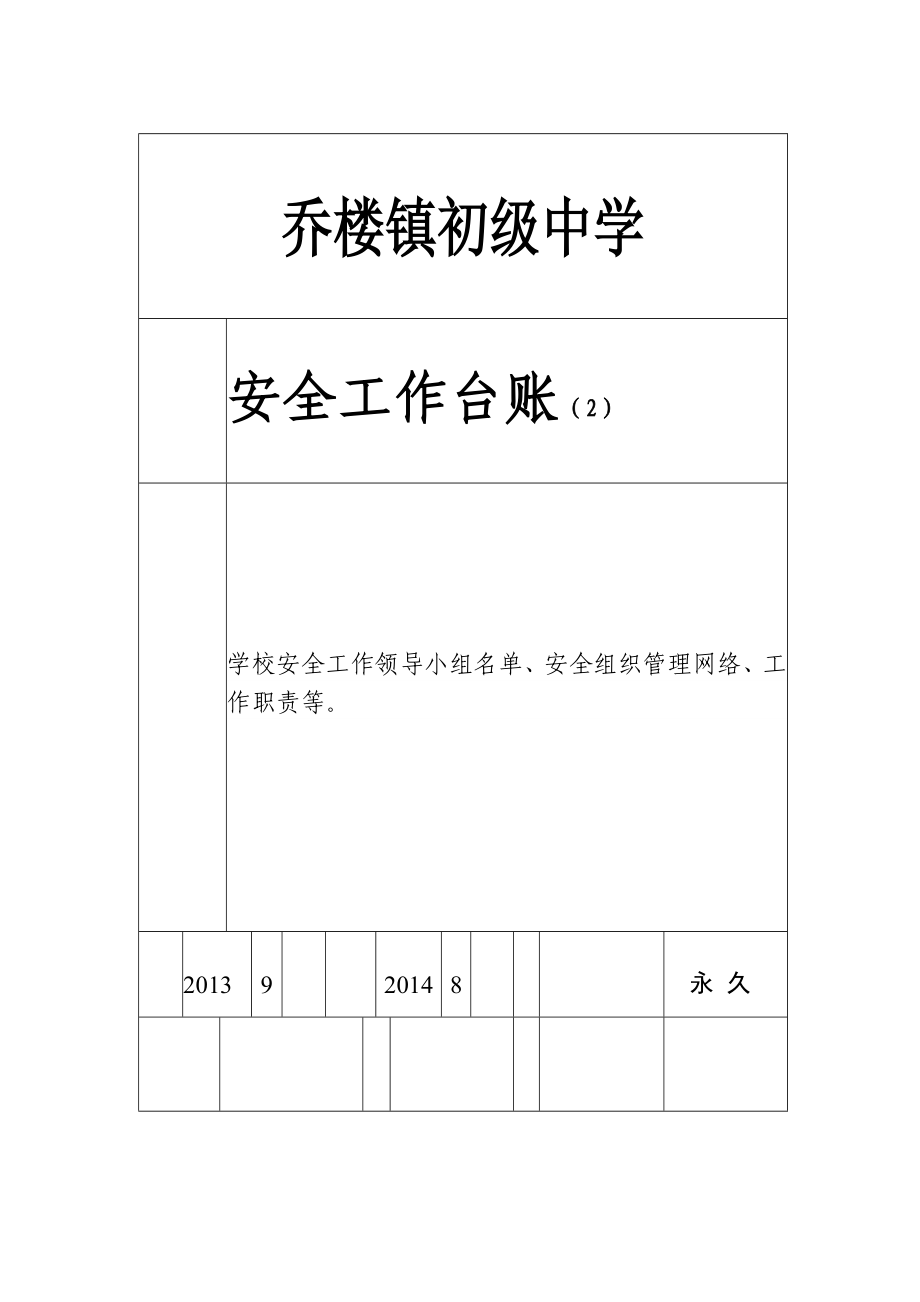 初级中学安全工作组织机构及分工.doc_第1页