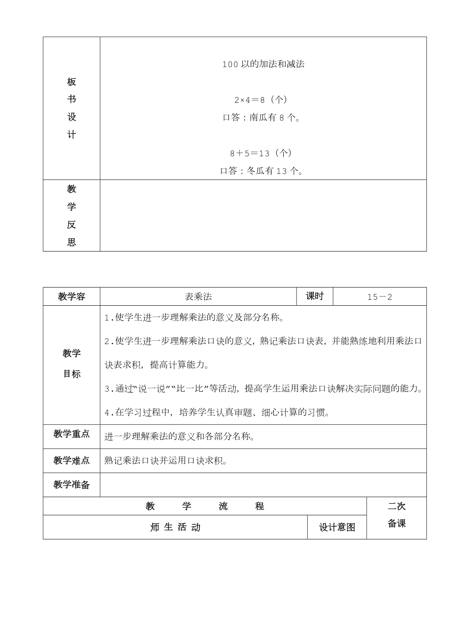 人教版小学数学二年级(上册)总复习教学设计说明.doc_第3页