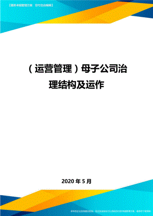 (运营管理)母子公司治理结构及运作.doc