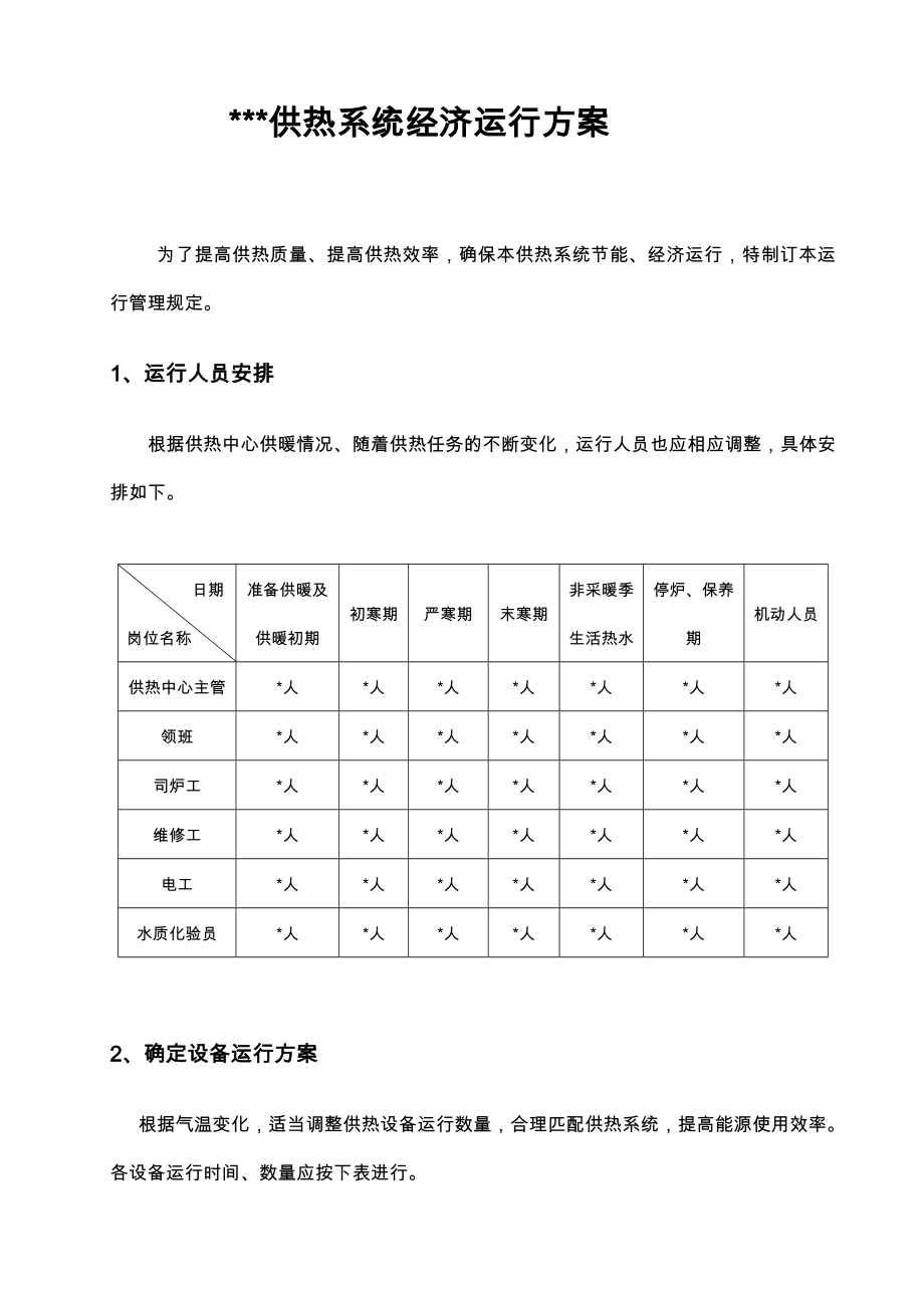 供热项目经济运行管理实施方案.doc_第1页