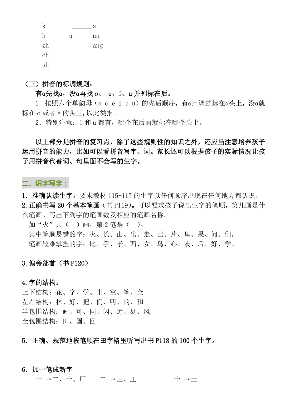 部编版一年级上册语文常考知识点汇总.docx_第2页