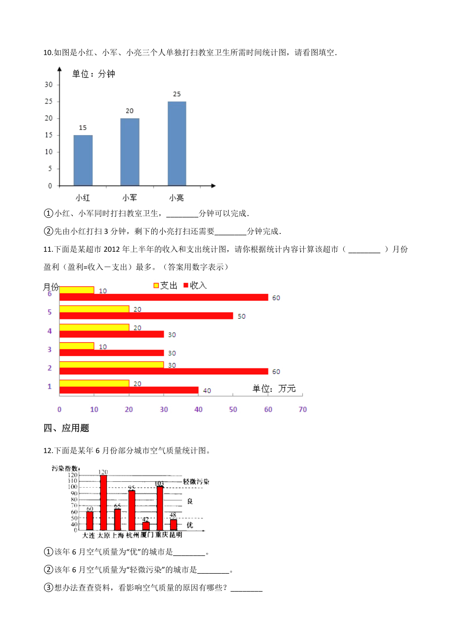 人教新版四年级上册数学单元测试条形统计图-(含答案).docx_第3页