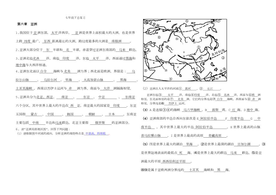 人教版七年级(下册)地理知识点汇总.doc_第1页