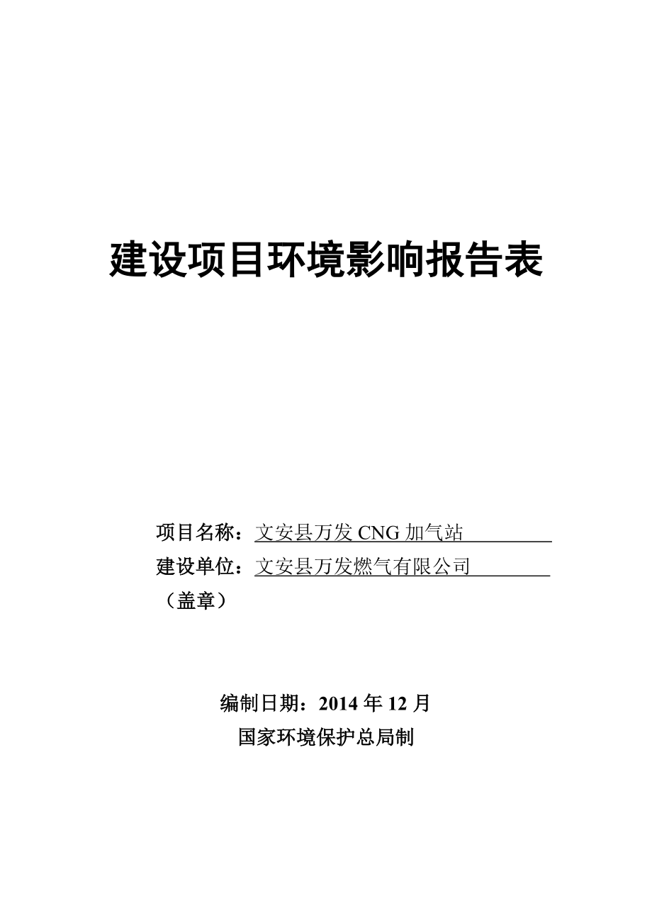 模版文安县万发CNG加气站环境影响评价报告全本.doc_第1页