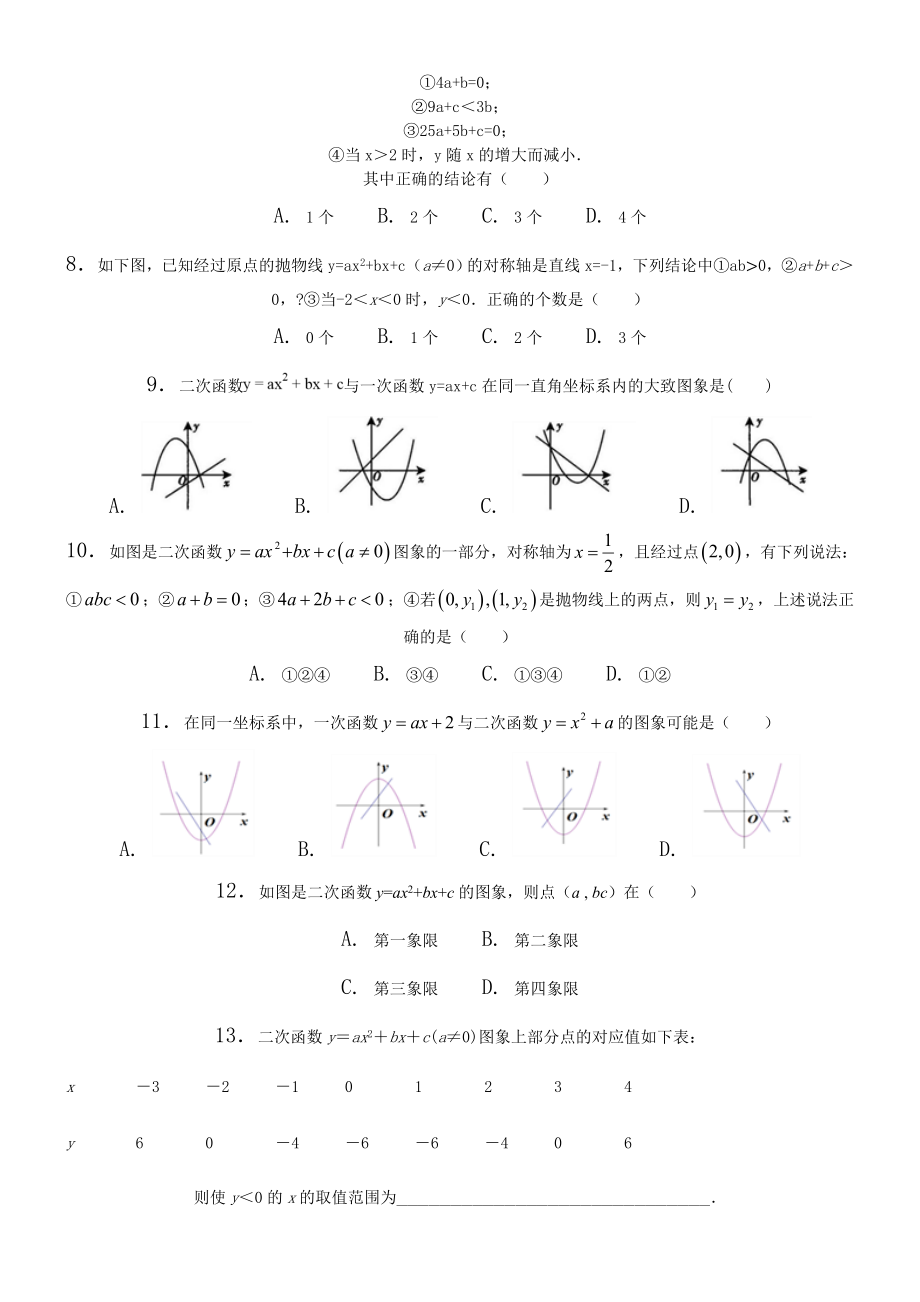 二次函数的图像与系数的关系.doc_第2页