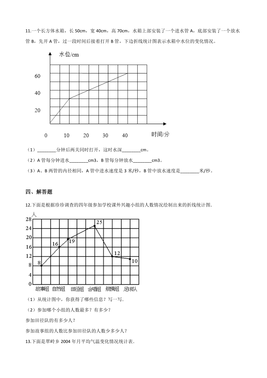 五年级上册数学单元测试-7.折线统计图-青岛版(含答案).docx_第3页