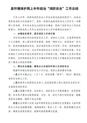 县环境保护局上半综治“消防安全”工作总结.doc