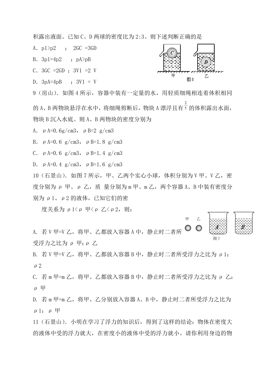 中考物理浮力压强易错题.docx_第3页