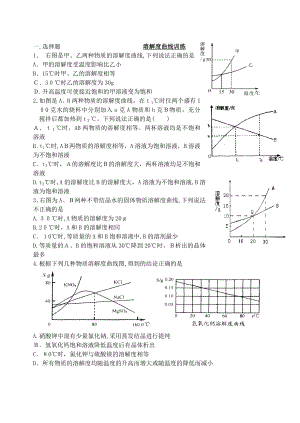 初中化学溶解度曲线.doc