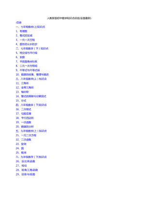 人教版初中数学知识点总结及每章重难点.doc