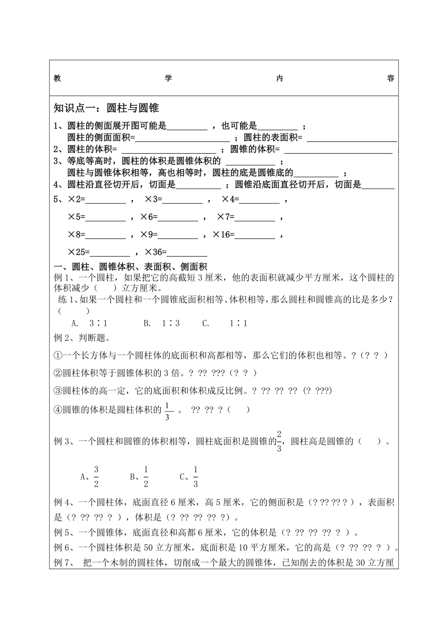 六年级下册数学期末复习讲义.docx_第1页