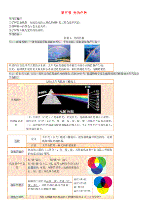 八年级物理上册第四章第五节光的色散讲义与练习无答案新版新人教版.doc