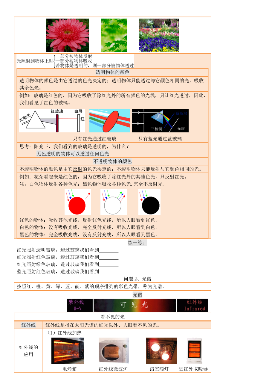 八年级物理上册第四章第五节光的色散讲义与练习无答案新版新人教版.doc_第2页