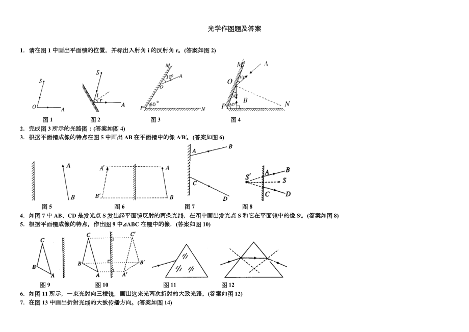 中考物理真题光学作图题及答案.doc_第1页