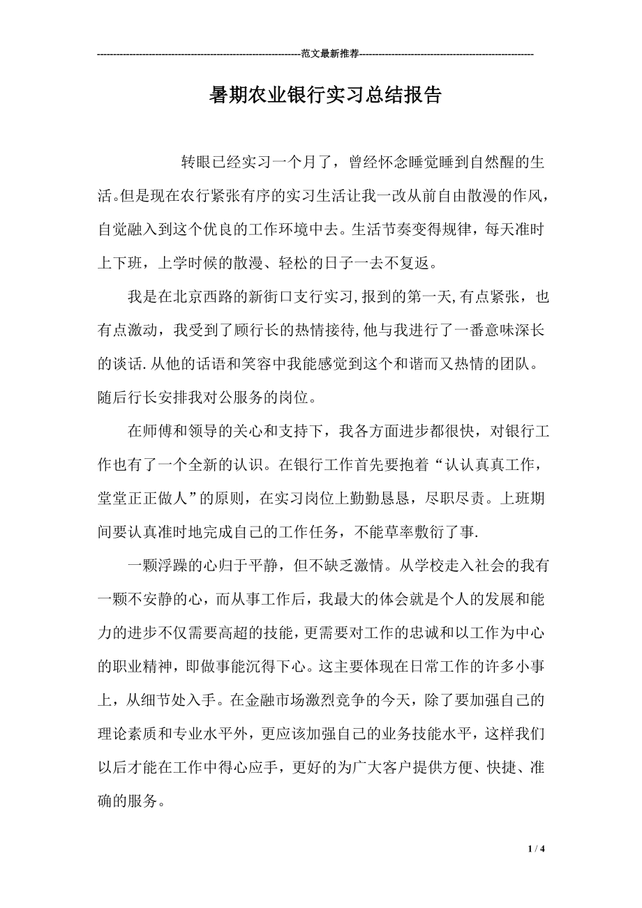 暑期农业银行实习总结报告.doc_第1页