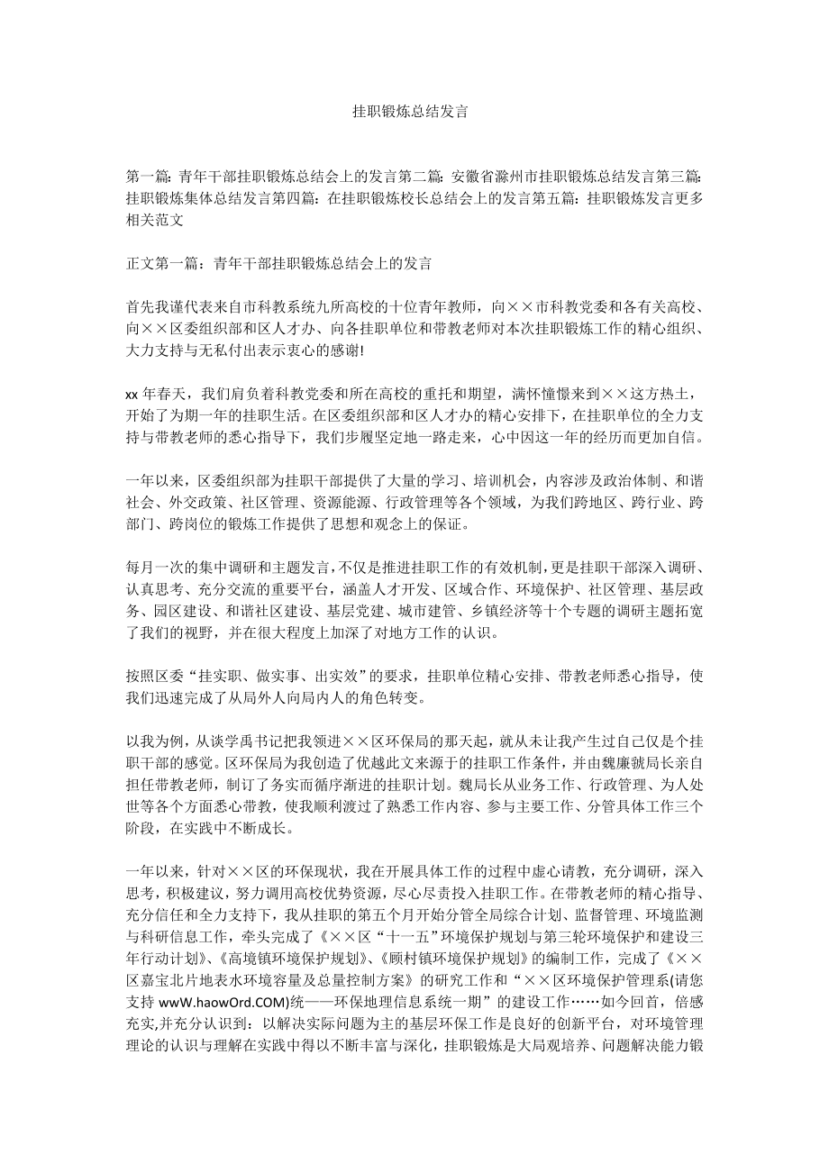 挂职锻炼总结发言.doc_第1页