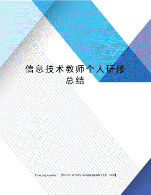 信息技术教师个人研修总结.docx