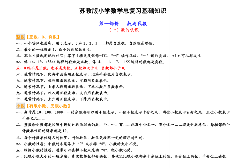 苏教版小学数学知识点总结材料.doc_第1页