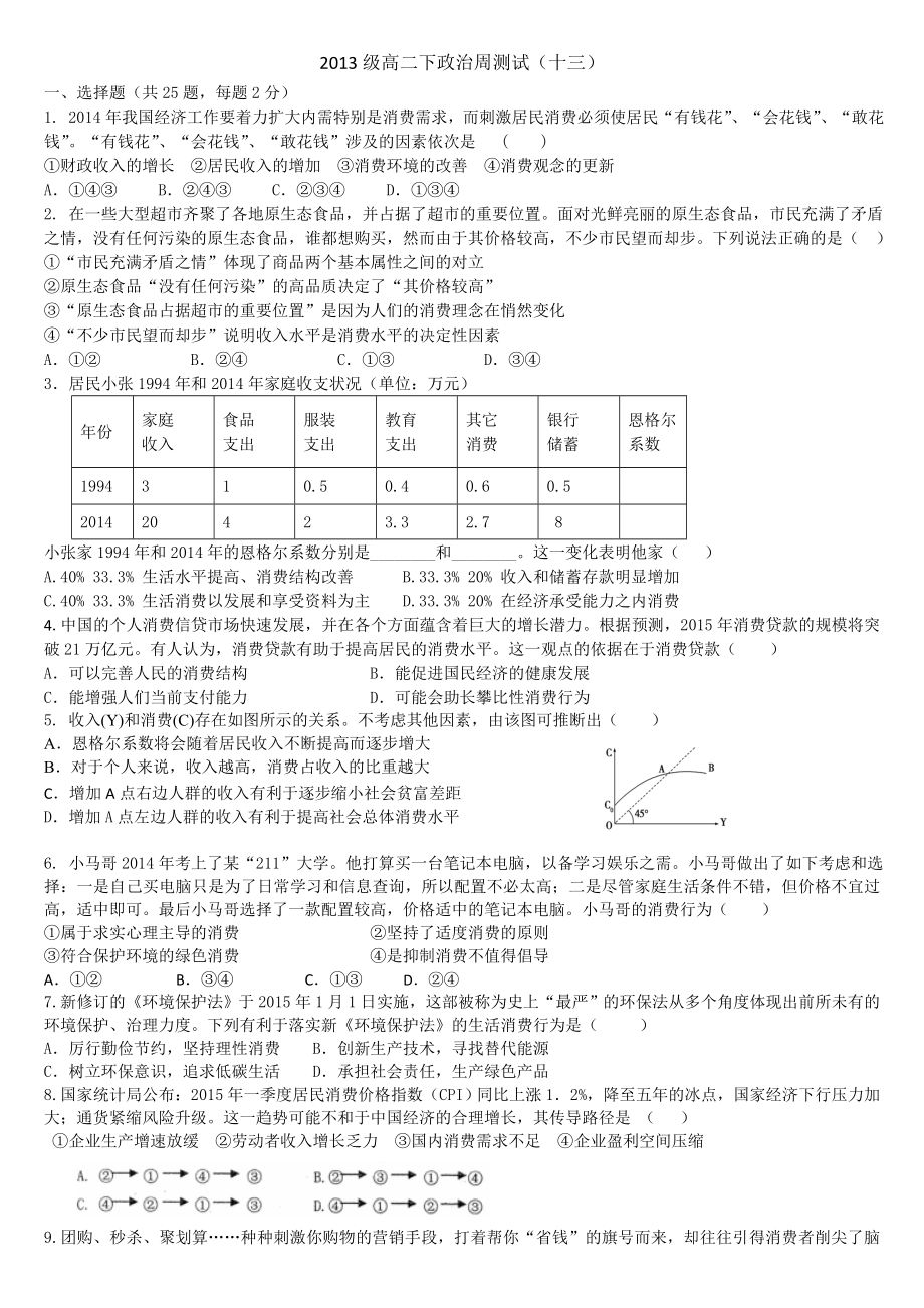 经济生活第三课练习题.doc_第1页