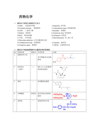 药物化学结构式及简答概要.doc