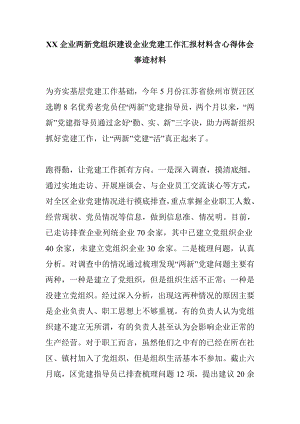 XX企业两新党组织建设企业党建工作汇报材料含心得体会 事迹材料.doc